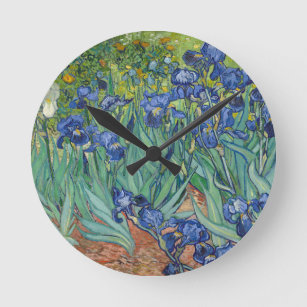 Irises by Van Gogh Round Clock