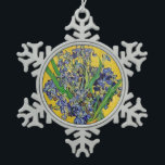 Irises by Van Gogh Snowflake Pewter Christmas Ornament<br><div class="desc">Irises in vase against yellow background,  one of Vincent van Gogh's most famous floral still life paintings.</div>