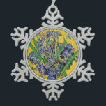 Irises by Van Gogh Snowflake Pewter Christmas Ornament<br><div class="desc">Irises in vase against yellow background,  one of Vincent van Gogh's most famous floral still life paintings.</div>