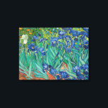 Irises by Vincent van Gogh Canvas Print<br><div class="desc">In May 1889, after episodes of self-mutilation and hospitalisation, Vincent van Gogh chose to enter an asylum in Saint-Rémy, France. There, in the last year before his death, he created almost 130 paintings. Within the first week, he began Irises, working from nature in the asylum's garden. The cropped composition, divided...</div>