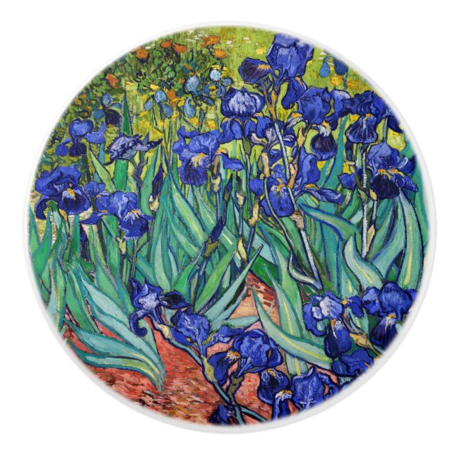 Irises by Vincent van Gogh Ceramic Knob (Front)