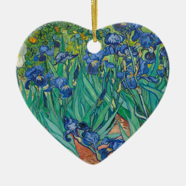 Irises by Vincent van Gogh Ceramic Tree Decoration (Front)