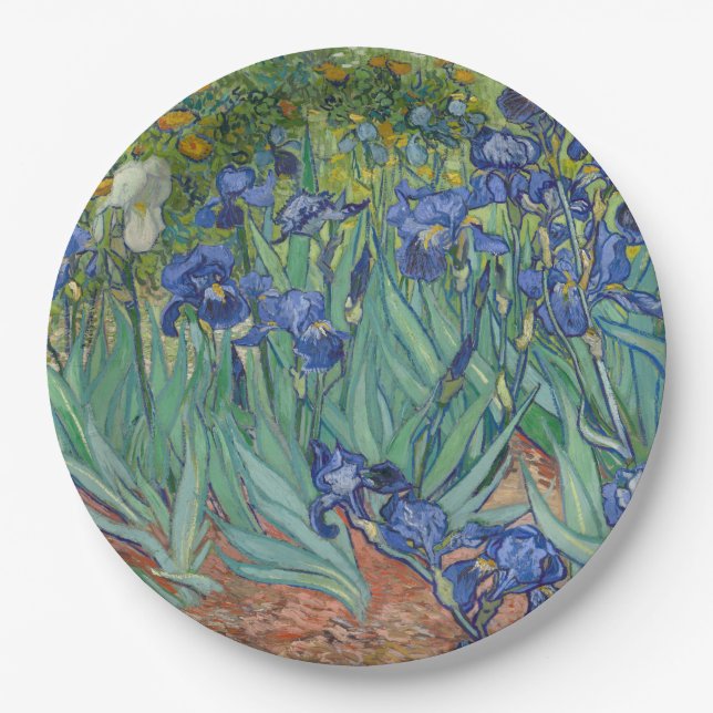 Irises by Vincent Van Gogh Paper Plate (Front)