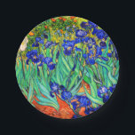Irises by Vincent Van Gogh Paper Plate<br><div class="desc">Vincent Van Gogh Irises . Painted in 1889 it is one of the painting he created in Saint Paul-de-Mausole asylum in Saint-Rémy-de-Provence in France. It is an oil painting. This fine art landscape oil painting depicts a field of iris flower plants. Vincent Van Gogh was a famous artist. He was...</div>