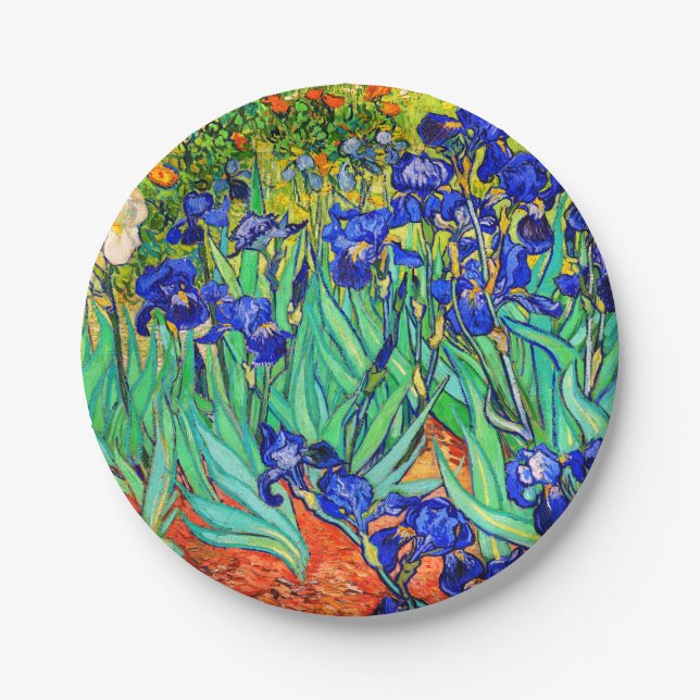 Irises by Vincent Van Gogh Paper Plate (Front)