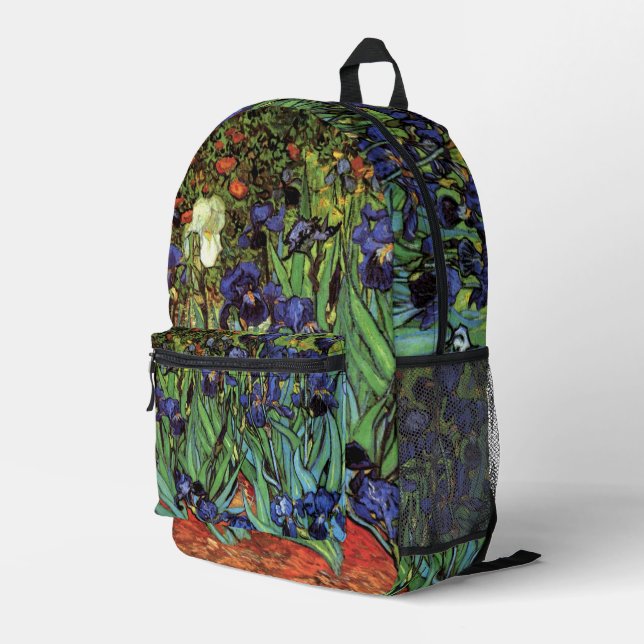 Irises by Vincent van Gogh Printed Backpack (Back Corner Right)