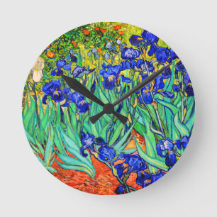 Irises by Vincent Van Gogh Round Clock