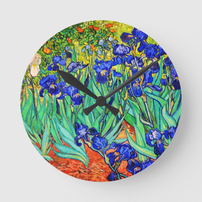 Irises by Vincent Van Gogh Round Clock (Front)