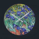 Irises by Vincent van Gogh Round Clock<br><div class="desc">Irises by Vincent van Gogh, 1889.</div>