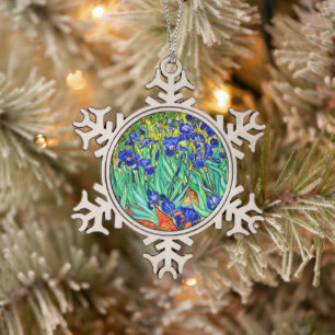 Irises by Vincent Van Gogh Snowflake Pewter Christmas Ornament