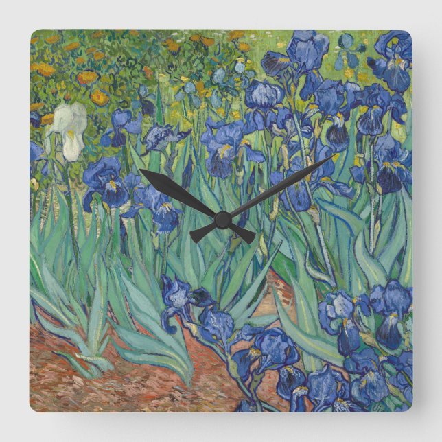Irises by Vincent Van Gogh Square Wall Clock (Front)