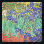 Irises by Vincent Van Gogh Stone Coaster<br><div class="desc">Vincent Van Gogh Irises . Painted in 1889 it is one of the painting he created in Saint Paul-de-Mausole asylum in Saint-Rémy-de-Provence in France. It is an oil painting. This fine art landscape oil painting depicts a field of iris flower plants. Vincent Van Gogh was a famous artist. He was...</div>
