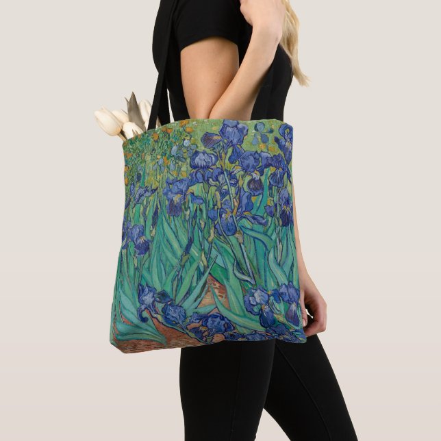 "Irises" by Vincent van Gogh Tote Bag (Close Up)