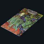 Irises by Vincent van Gogh, Vintage Garden Art Clipboard<br><div class="desc">Irises (1889) by Vincent van Gogh is a vintage fine art post impressionism landscape floral painting featuring a garden with purple bearded irises growing by orange poppies. A single white iris flower is blooming at the edge. About the artist: Vincent Willem van Gogh (1853 -1890) was one of the most...</div>