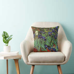 Irises by Vincent van Gogh, Vintage Garden Art Cushion