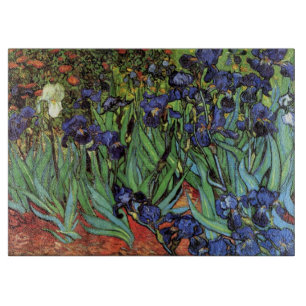 Irises by Vincent van Gogh, Vintage Garden Art Cutting Board