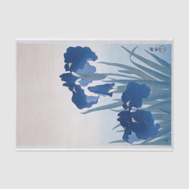 Irises (Dark Blue) by Ohara Koson Tissue Paper (Front)