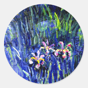 Irises, famous floral painting by Claude Monet, Classic Round Sticker