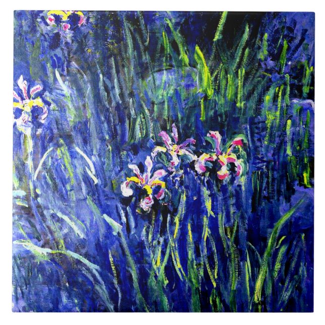 Irises, famous floral painting by Claude Monet Tile (Front)