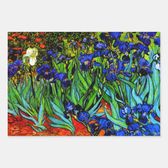 Irises, famous painting by Vincent van Gogh Wrapping Paper Sheet (Front)
