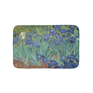 Irises, Floral Oil Painting, Vincent Van Gogh Bath Mat