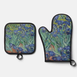 Irises, Floral Oil Painting, Vincent Van Gogh Oven Mitt & Pot Holder Set
