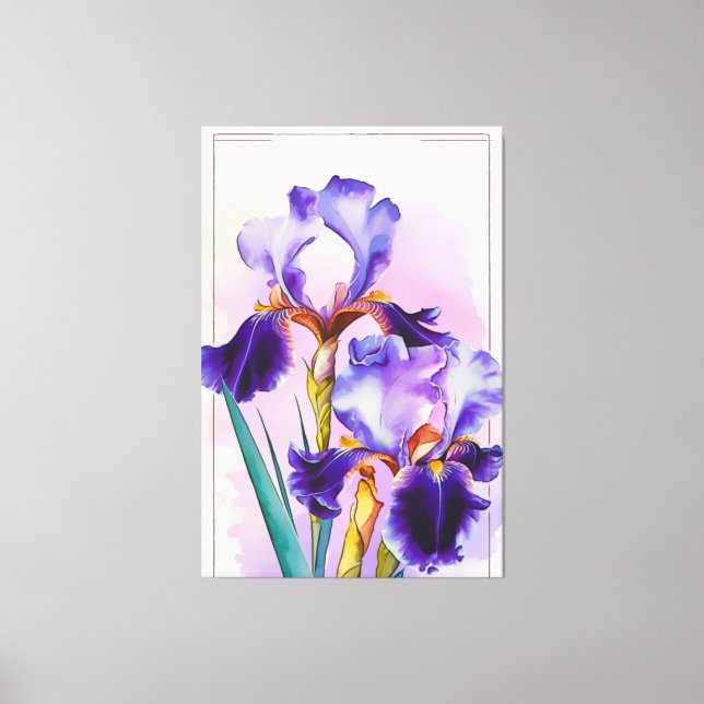 *~* Irises Flower Artsy Iris Painting AP84 Canvas Print (Front)