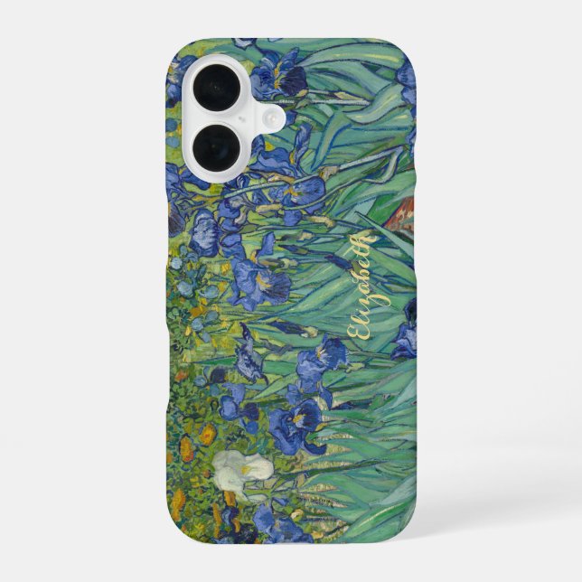 Irises Flowers Van Gogh Floral Art Monogrammed iPhone 16 Case (Back)