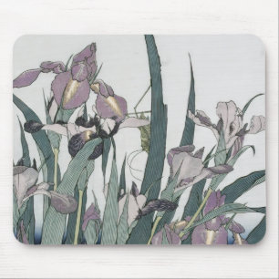 irises & Grasshopper, Katsushika Hokusai Mouse Mat