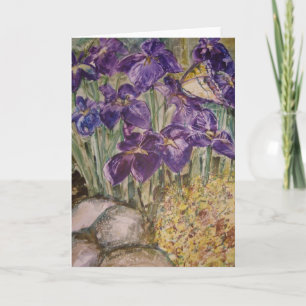 "Irises In A Field" Greeting Card