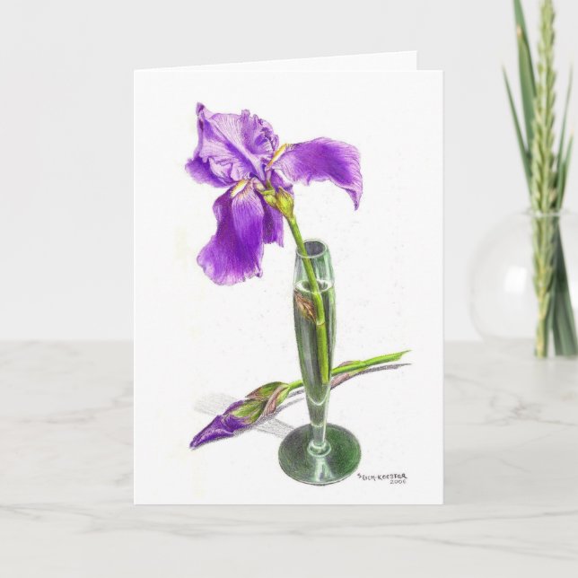 Irises in coloured pencil card (Front)