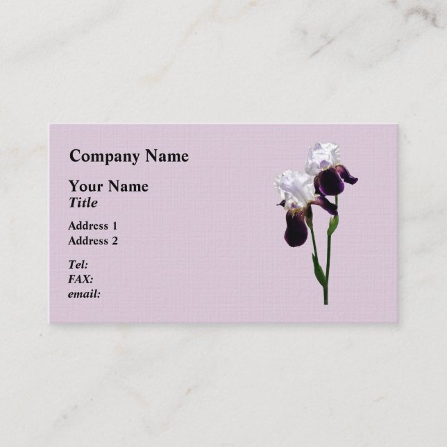 Irises in Love Business Card (Front)