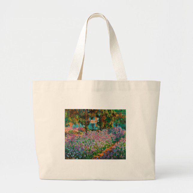 Irises In Monets Garden Large Tote Bag (Front)