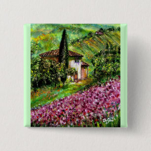 IRISES IN TUSCANY 15 CM SQUARE BADGE