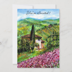 IRISES IN TUSCANY,Green Purple Flower Field Invitation