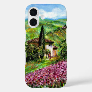 IRISES IN TUSCANY,Purple Flower Fields Landscape iPhone 16 Case