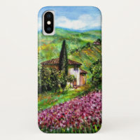 IRISES IN TUSCANY,Purple Flower Fields Landscape