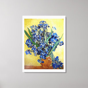 Irises in Yellow background. Vincent van Gogh Canvas Print