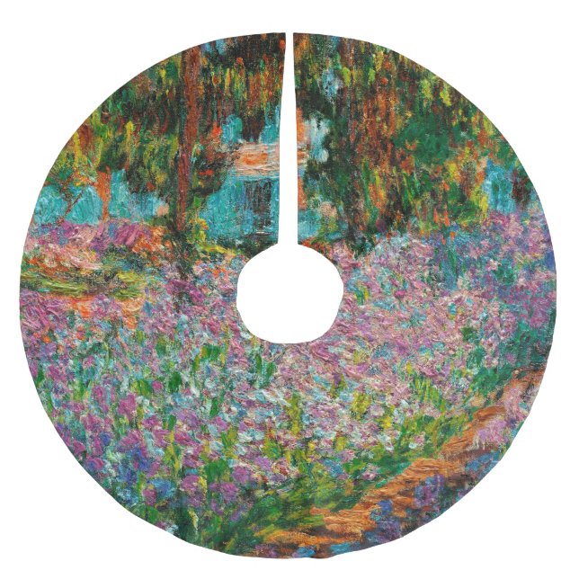 Irises Monet Garden Giverny flowers Brushed Polyester Tree Skirt (Front)
