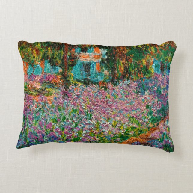 Irises Monet Garden Giverny flowers Decorative Cushion (Back)