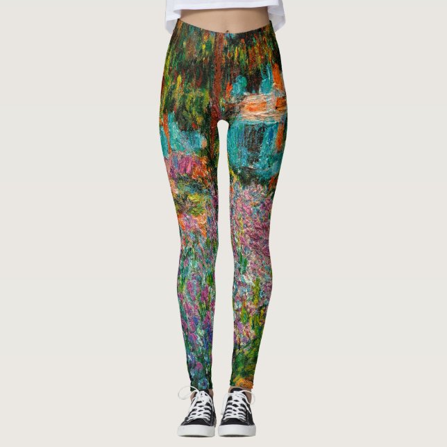 Irises Monet Garden Giverny flowers Leggings (Front)