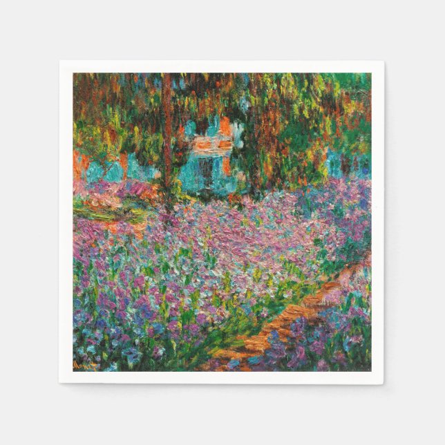 Irises Monet Garden Giverny flowers Napkin (Front)