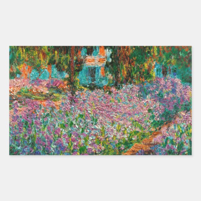 Irises Monet Garden Giverny flowers Rectangular Sticker (Front)
