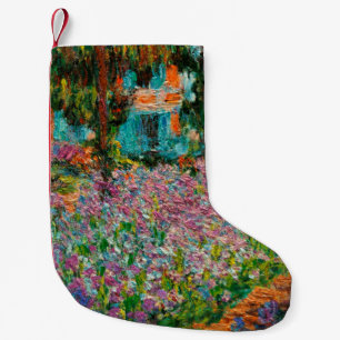 Irises Monet Garden Giverny flowers Small Christmas Stocking