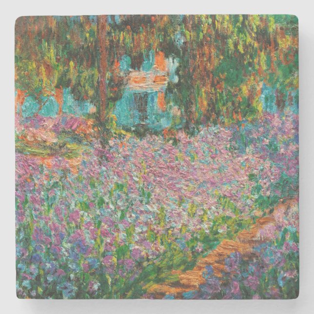 Irises Monet Garden Giverny flowers Stone Coaster (Front)