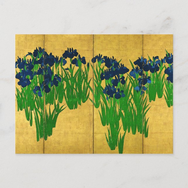 Irises on Gold Postcard (Front)