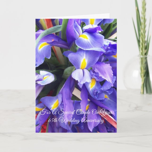 Irises Personalised 65th Wedding Anniversary Card (Front)