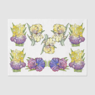 Irises Purple Yellow - Decoupage Tissue Paper
