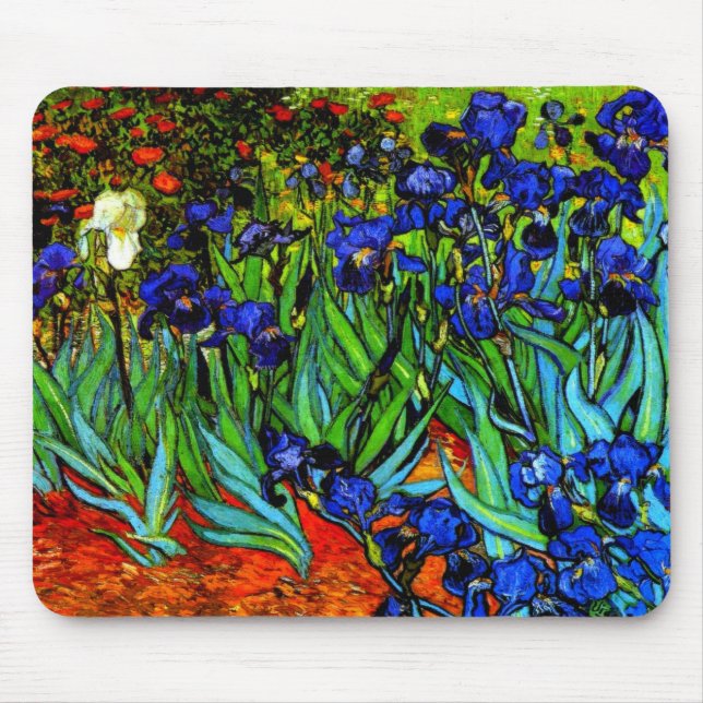 Irises, Van Gogh's famous floral painting Round Pi Mouse Mat (Front)