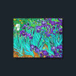 Irises, Vincent van Gogh  Canvas Print<br><div class="desc">Most original is the drawing of the irises. Unlike the Impressionist flower pieces in which the plants are formless spots of colour, these are carefully studied for their shapes and individualised, with the same sincerity and precision as Van Gogh's portraits; he discovers an endless variety of curved silhouettes, a new...</div>
